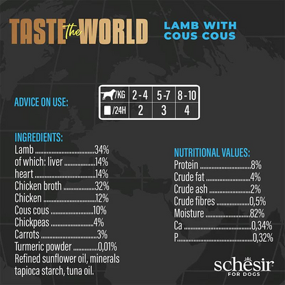 Schesir Taste The World Dog Wholefood - Lamb With Cous Cous 150g