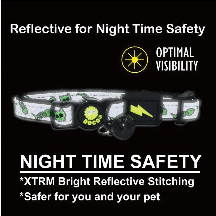 DOCO Reflective Cat Collar - Printed Pattern,  1.0 X 19-31cm(XS) Red