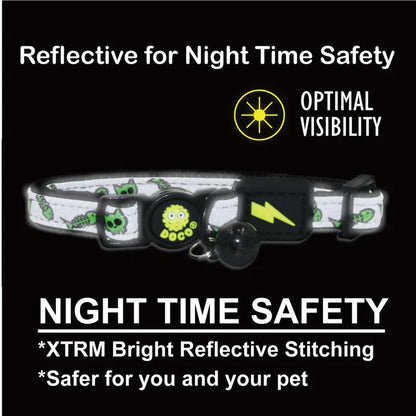 DOCO Reflective Cat Collar - Printed Pattern,  1.0 X 19-31cm(XS) Red