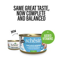 Schesir Complete & Balanced Nutrition Wet Cat Food in Jelly Can- Tuna With Seabass 6x85g