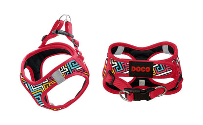 DOCO Pattern Print Harness With 3D Foam X.Small-34-36cm / 2-3kg-Red