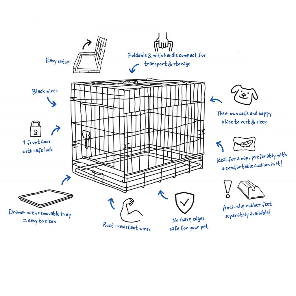 Duvo+ Topline Dog Crate Sliding & Folding Door 76X53X61cm Black