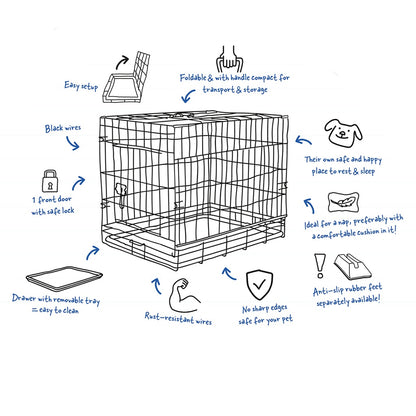 Duvo+ Topline Dog Crate Sliding & Folding Door 76X53X61cm Black