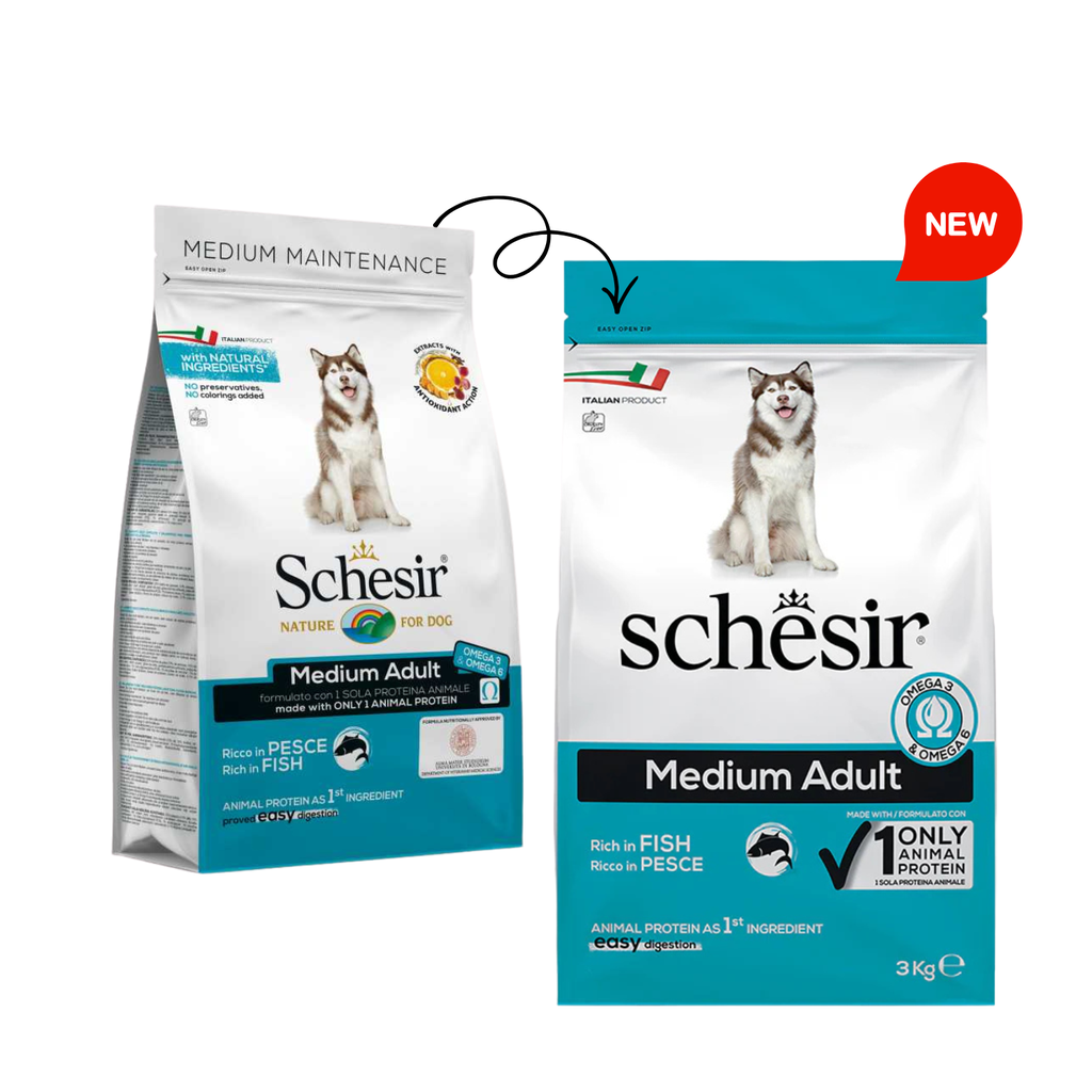 Schesir Dog Dry Food Maintenance Fish-Medium 3Kg[Weight - 3kg]