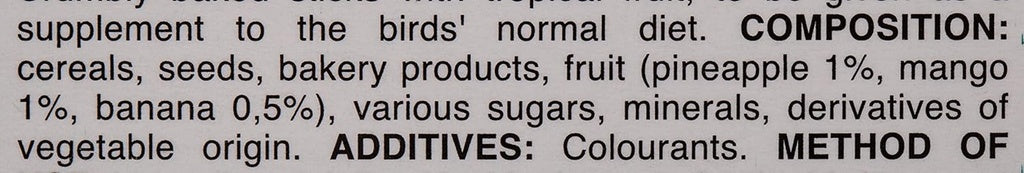 Padovan Stix Tropical Cocorite and Esotici (Budgies/Small Exotic birds)-80g