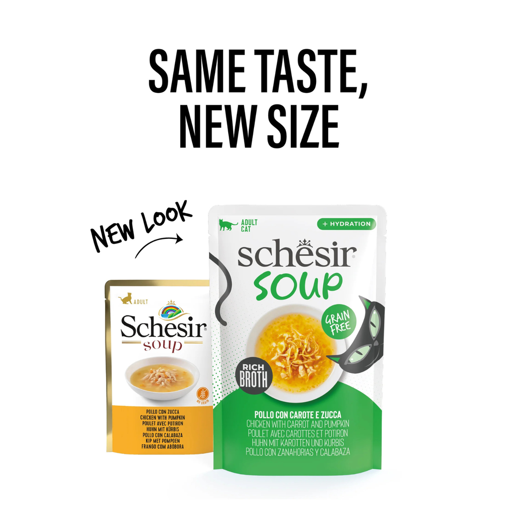 Schesir Soup Cat Wet Food in Soup Pouch-Chicken With pumpkin 6x40g