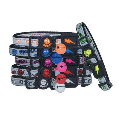DOCO Reflective Cat Collar  - Printed Pattern, 1.0 X 19-31cm(XS) Black