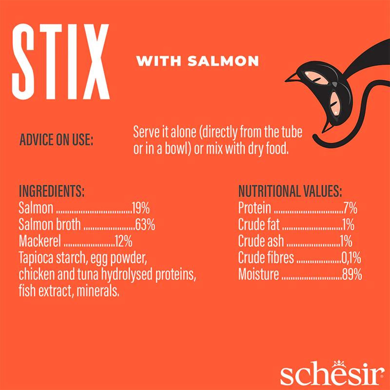 Schesir Stix Treat For Cat In Cream - Salmon 6x15g