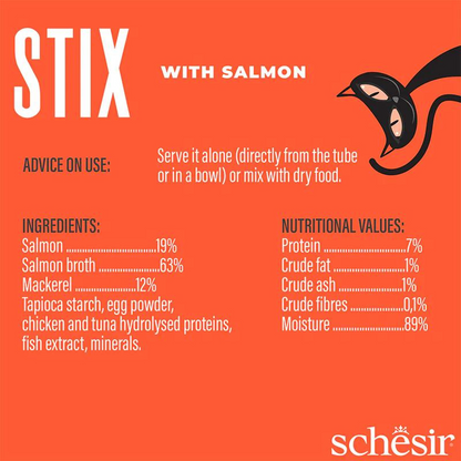 Schesir Stix Treat For Cat In Cream - Salmon 6x15g
