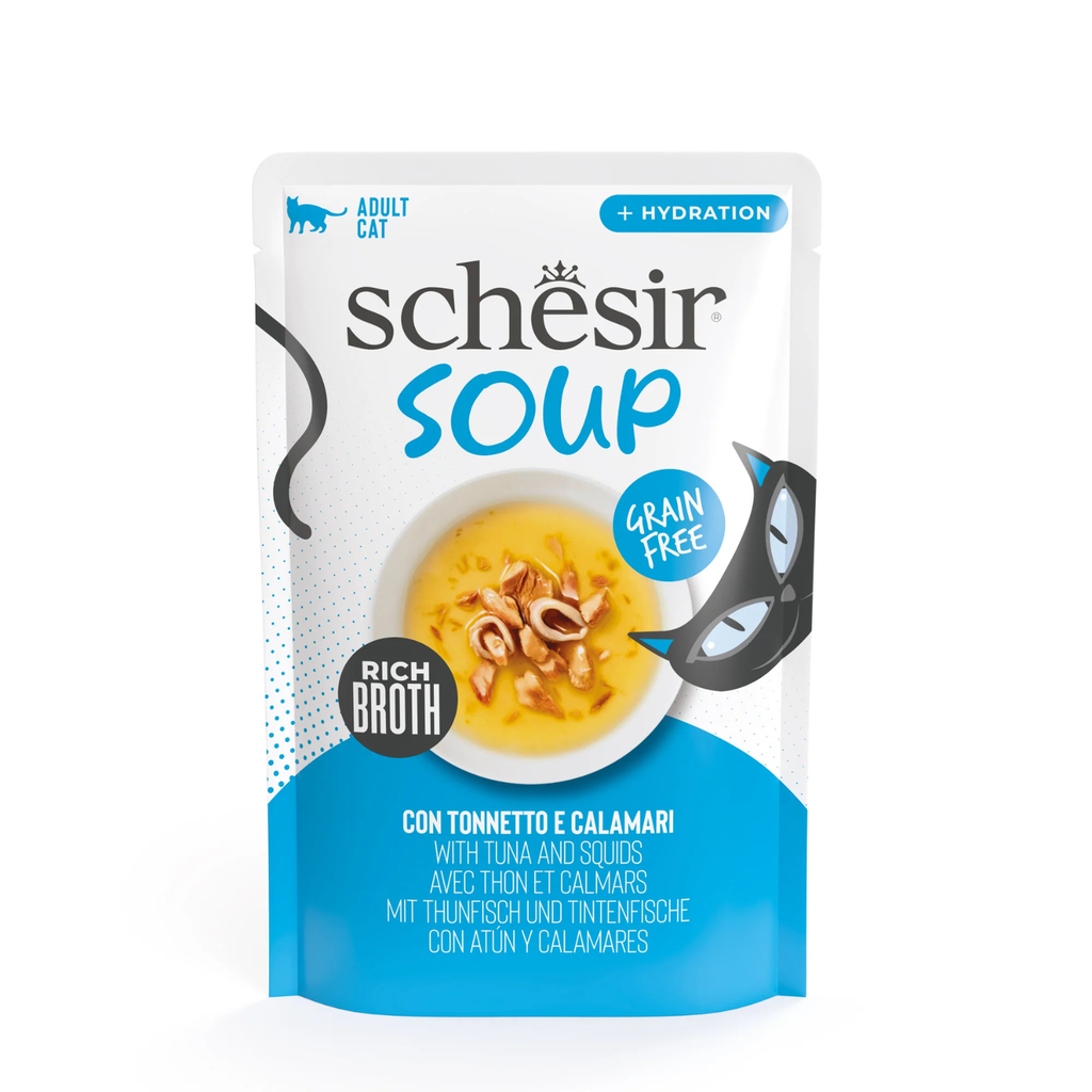 Schesir Soup Cat Wet Food in Soup Pouch-Tuna With Squid 40g