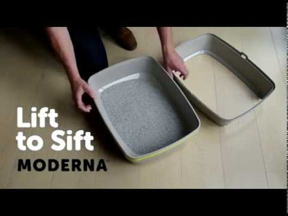Moderna Lift to Sift -Open Cat Litter Box L 56 x W 42.7 x H 27.3 cm (Grey+White)[Size - XL]