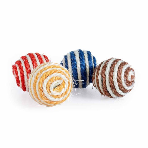 Duvo+ Striped Sisal Balls With Sound Mixed colors - Cat Toy 5x5x5cm