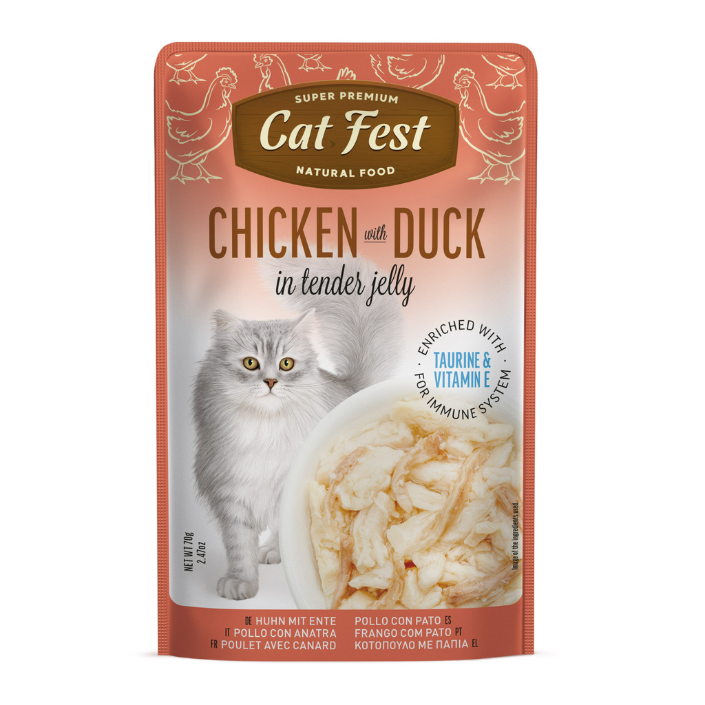 Cat Fest Chicken With Duck In Tender Jelly For Cats 12x70g 12pcs/box