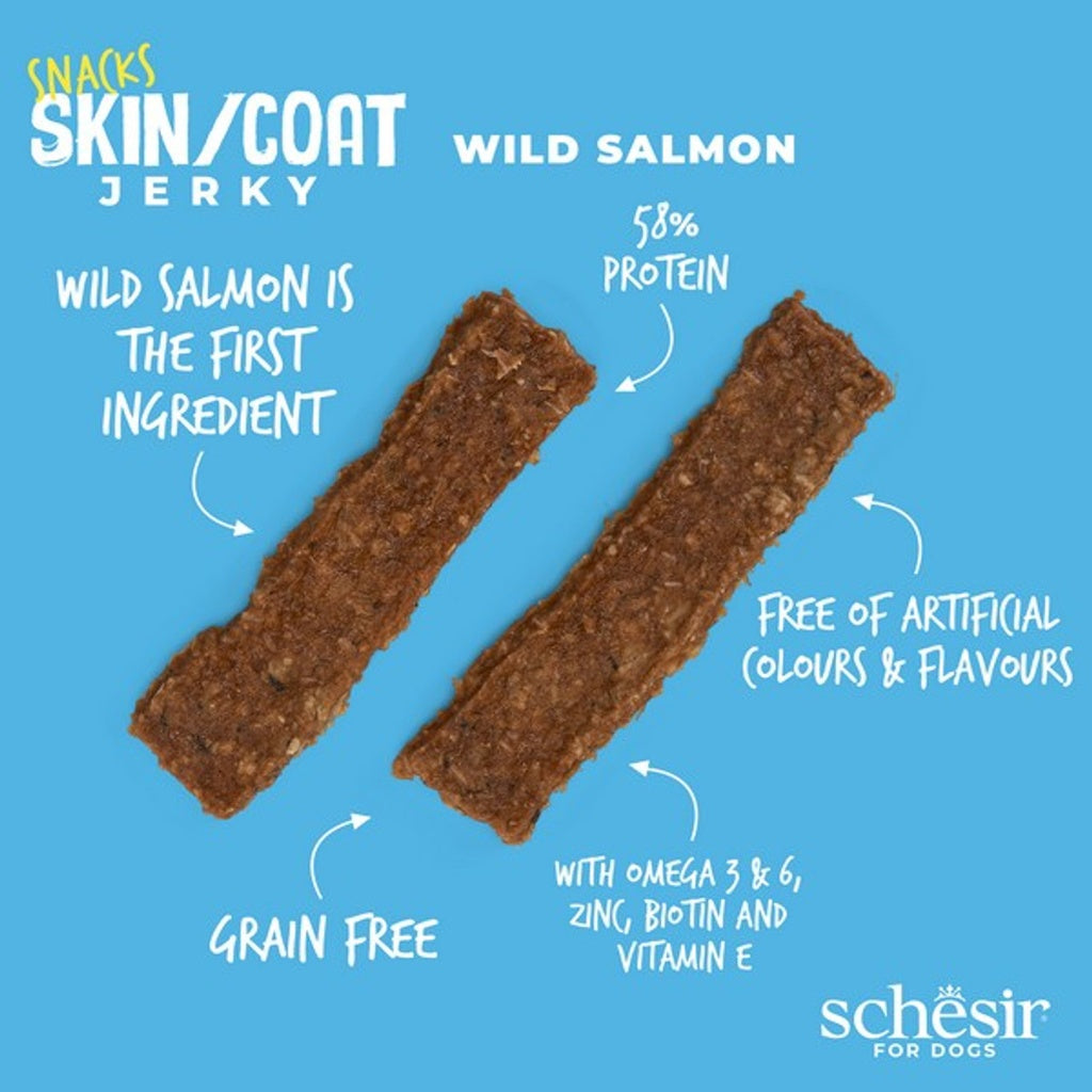 Schesir Grain-Free Dog Snacks Skin & Coat Jerky 115g - Salmon