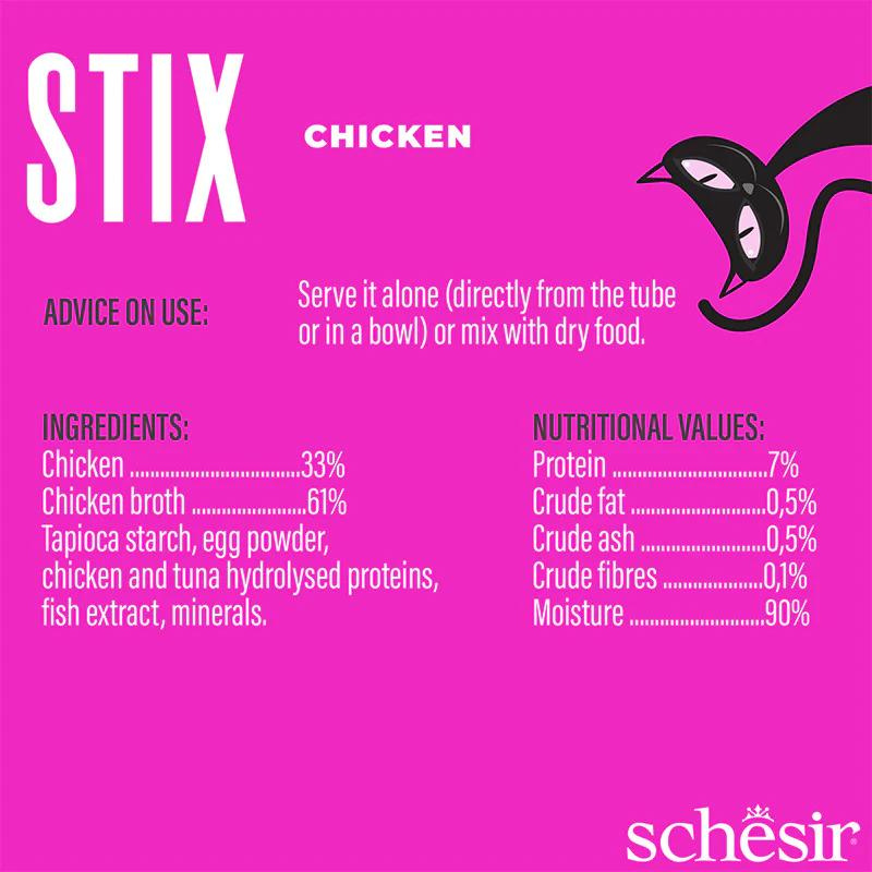 Schesir Stix Treat For Cat In Cream - Chicken 6x15g