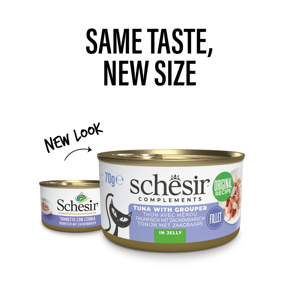 Schesir Complements Cat Wet Food  in Jelly Can- Tuna With Grouper 6x70g