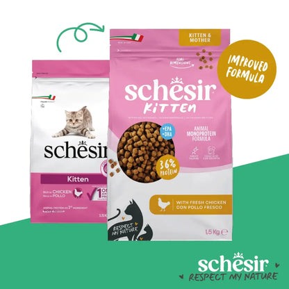 Schesir Monoprotein Kitten & Mother Dry Cat Food – Fresh Chicken-1.5kg