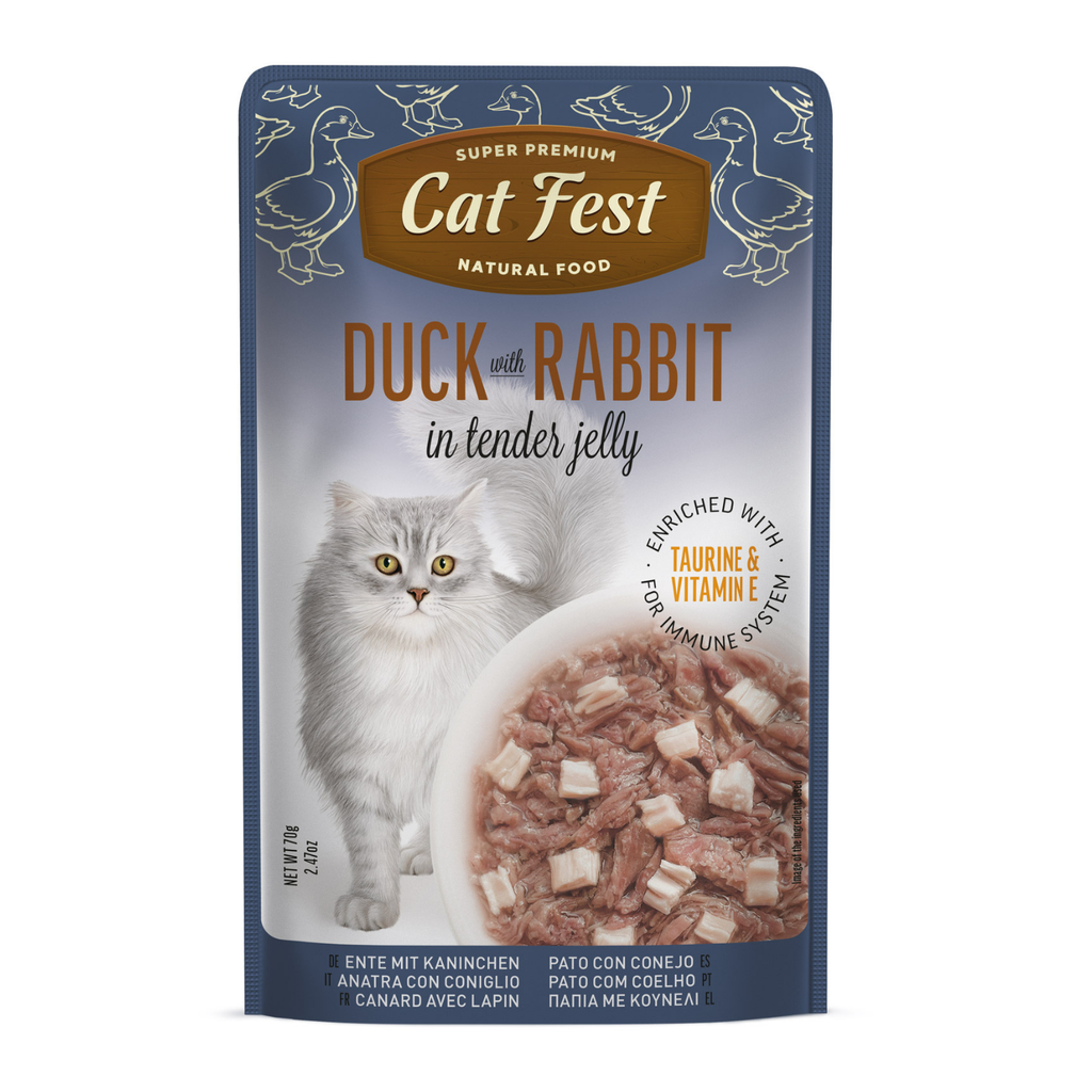 Cat Fest Duck With Rabbit In Tender Jelly For Cats 12x70g 12pcs/box