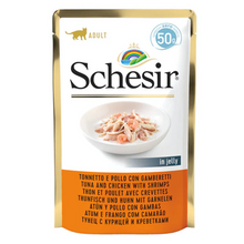 Schesir Cat Pouch-Wet Food Tuna with Chicken with Shrimps-10x50g