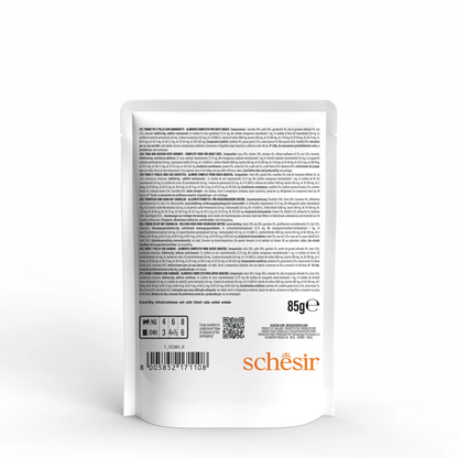 Schesir Complete & Balanced Nutrition Wet Cat Food in Jelly Pouch- Tuna & Chicken With Shrimp 85g