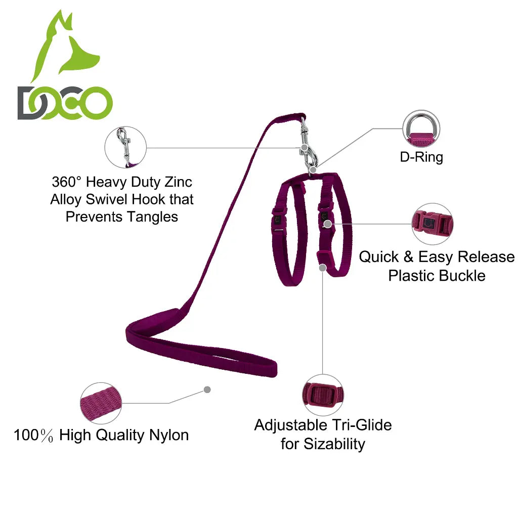 DOCO Signature Cat Harness + Leash 6ft [Neck1x19-27cm; Chest1x28.5-46cm]-Grey