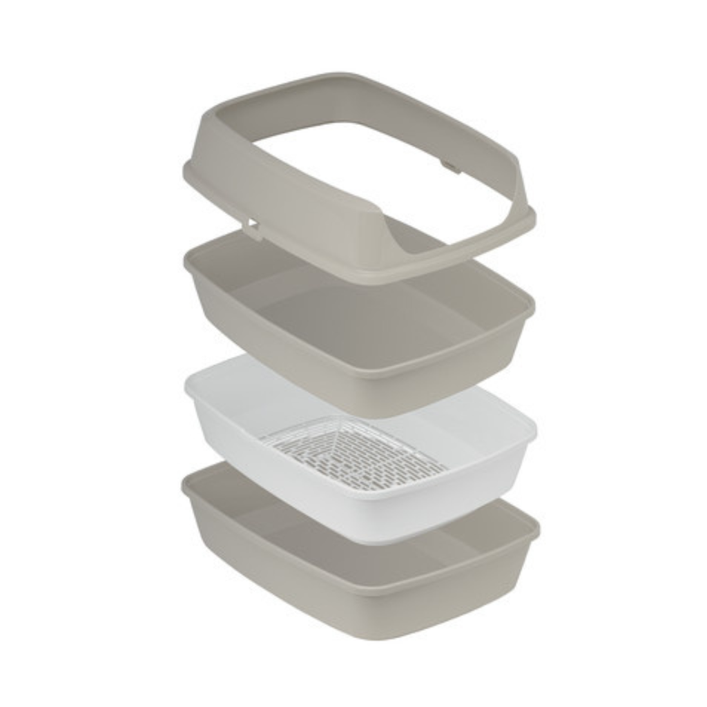 Moderna Lift to Sift -Open Cat Litter Box L 56 x W 42.7 x H 27.3 cm (Grey+White)[Size - XL]
