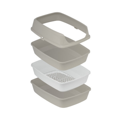 Moderna Lift to Sift -Open Cat Litter Box L 56 x W 42.7 x H 27.3 cm (Grey+White)[Size - XL]