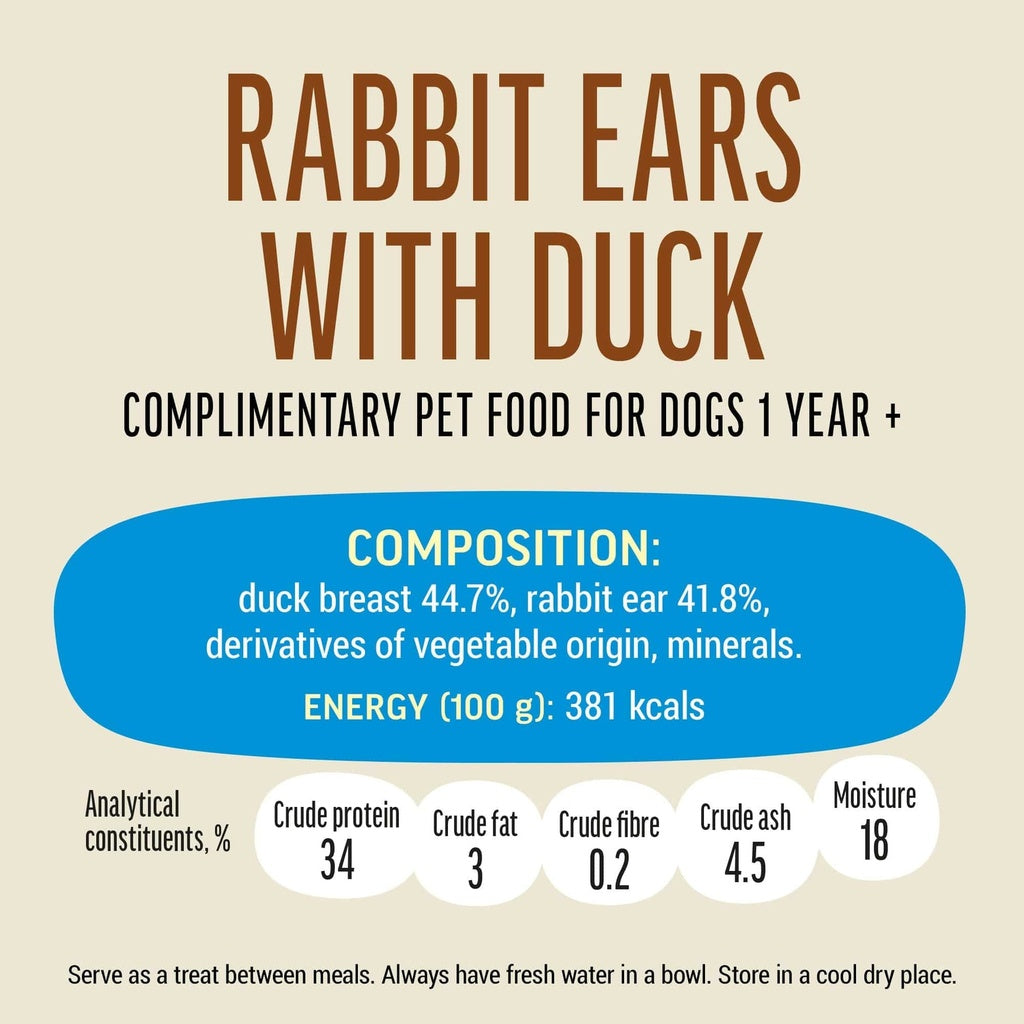 Dog Fest Rabbit Ears With Duck For Adult Dogs - 500g