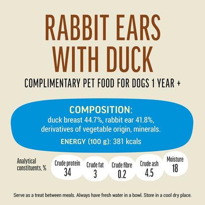 Dog Fest Rabbit Ears With Duck For Adult Dogs - 500g