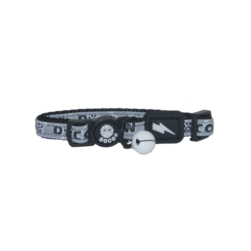 DOCO Reflective Cat Collar  - Printed Pattern, 1.0 X 19-31cm(XS) Black
