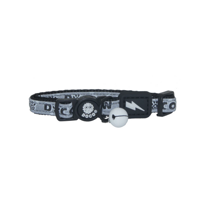 DOCO Reflective Cat Collar  - Printed Pattern, 1.0 X 19-31cm(XS) Black