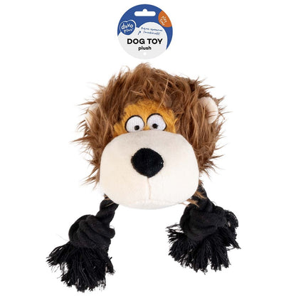 Duvo+ Plush Wildlife Lion With Rope Dog Toy 23x14x22cm - Brown