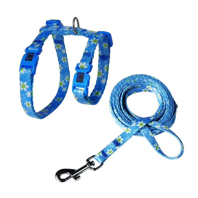 DOCO LOCO Cat Harness + Leash Combo - Printed Pattern 6ft (DCAT202+2072)Sizes - XS