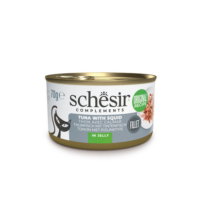 Schesir Complements Cat Wet Food in Jelly Can- Tuna With Squid 70g
