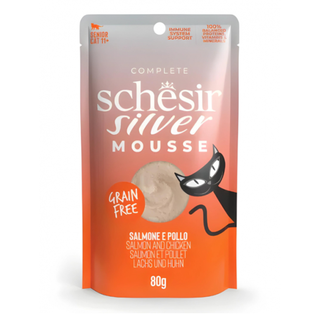 Schesir Silver Mousse Senior Cat - Salmon And Chicken 6x80g