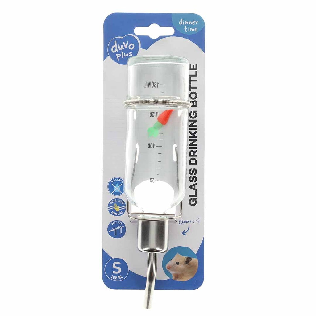Duvo+ Glass Drinking Bottle For Small Animals - 180ml