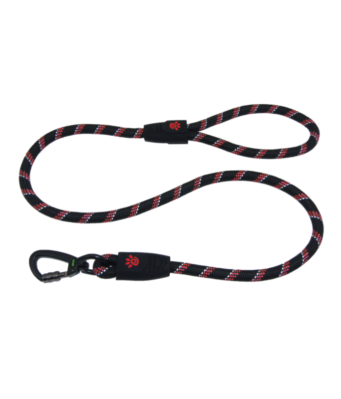 DOCO Reflective Rope Leash W/ soft Rubber Handle Ver.5 - Click & Lock Snap[Color - Maroon, Size - L]