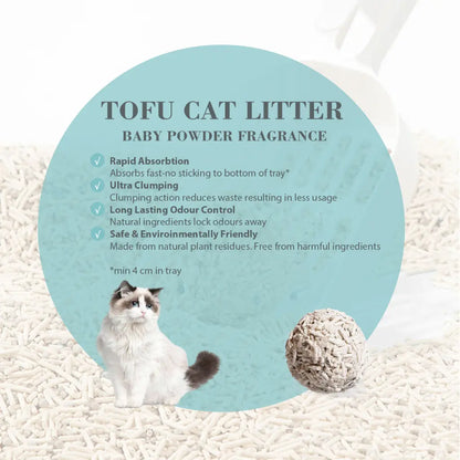 Bioline Tofu Cat Litter 7L - Baby Powder Fragrance