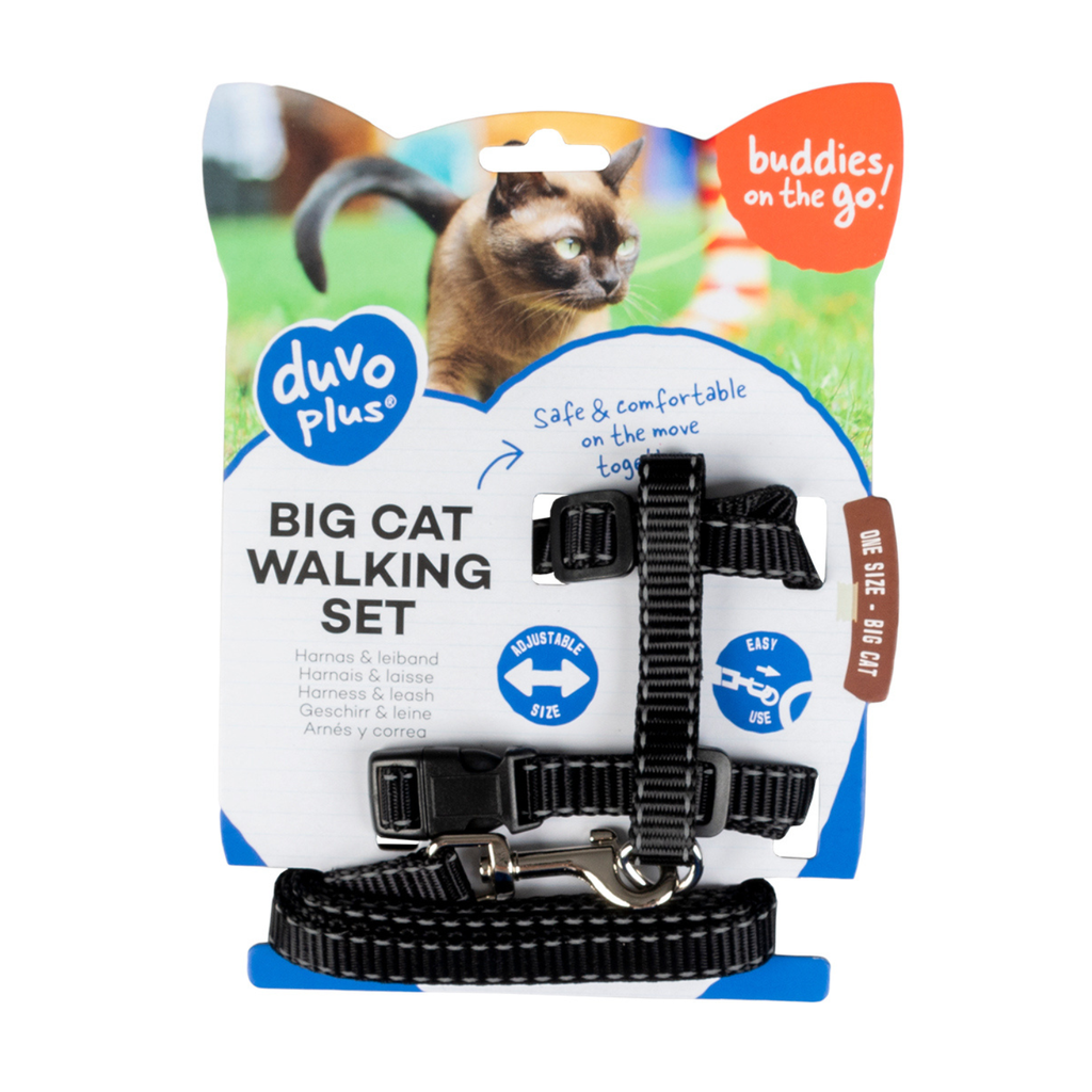 Duvo+ Big Cat Walking Set Reflective Uni 30-50Cm / 12Mm - 125Cm Black