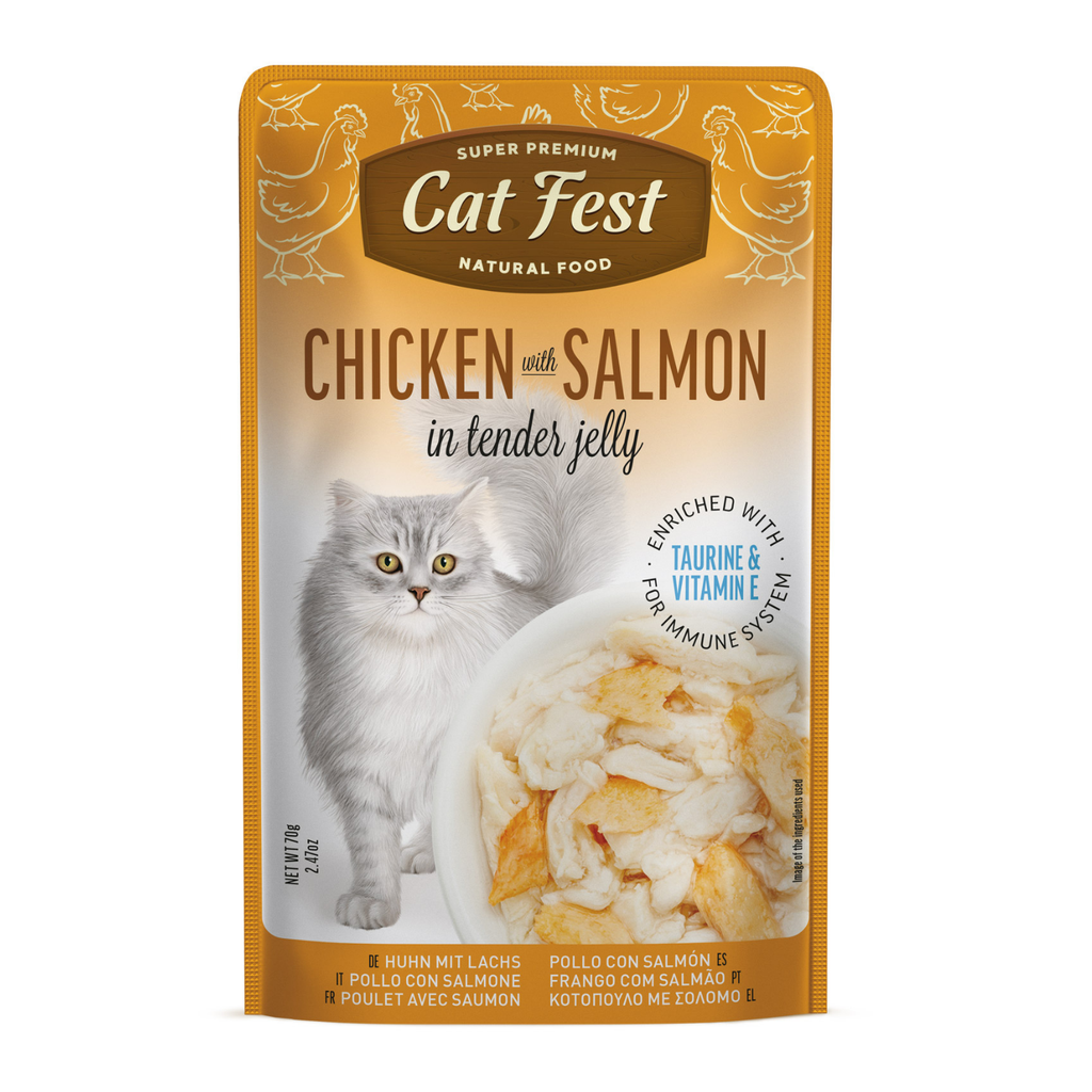 Cat Fest Chicken With Salmon In Tender Jelly For Cats 12x70g 12pcs/box