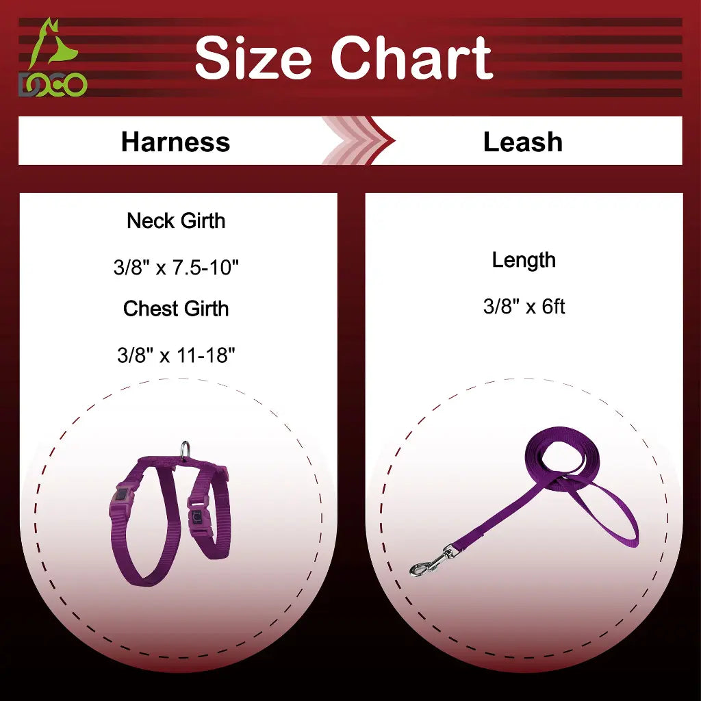 DOCO Signature Cat Harness + Leash 6ft [Neck1x19-27cm; Chest1x28.5-46cm]-Grey