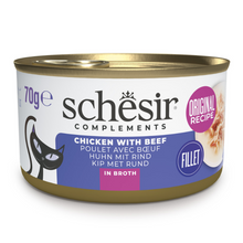 Schesir Complements Cat Wet Food  in Broth- Chicken with Beef 6x70g