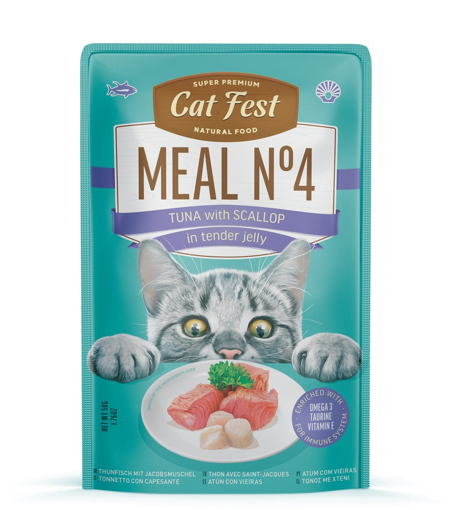 Cat Fest Meal No 4 Cat Food in Jelly-Tuna With Scallop 12x50g 12pcs/box