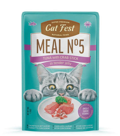Cat Fest Meal No 5 Cat Food in Jelly-Tuna With Crab Stick 12x50g 12pcs/box