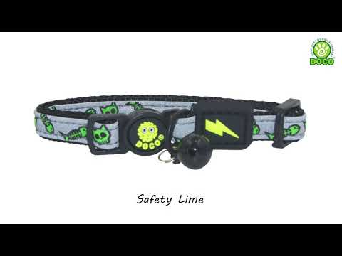 DOCO Reflective Cat Collar  - Printed Pattern, 1.0 X 19-31cm(XS) Black