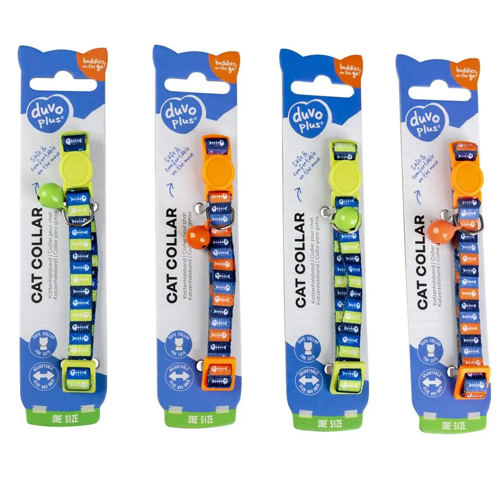 Duvo+ Cat Collar Nylon Mixed Colors 20 - 30cm / 10mm[Texture - Fish bones 1]