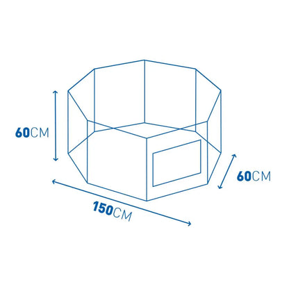 Duvo Puppy Run With Door & Net & Hooks Black 60 x 60cm[Color - Black, Dimension - 60 x 60cm]