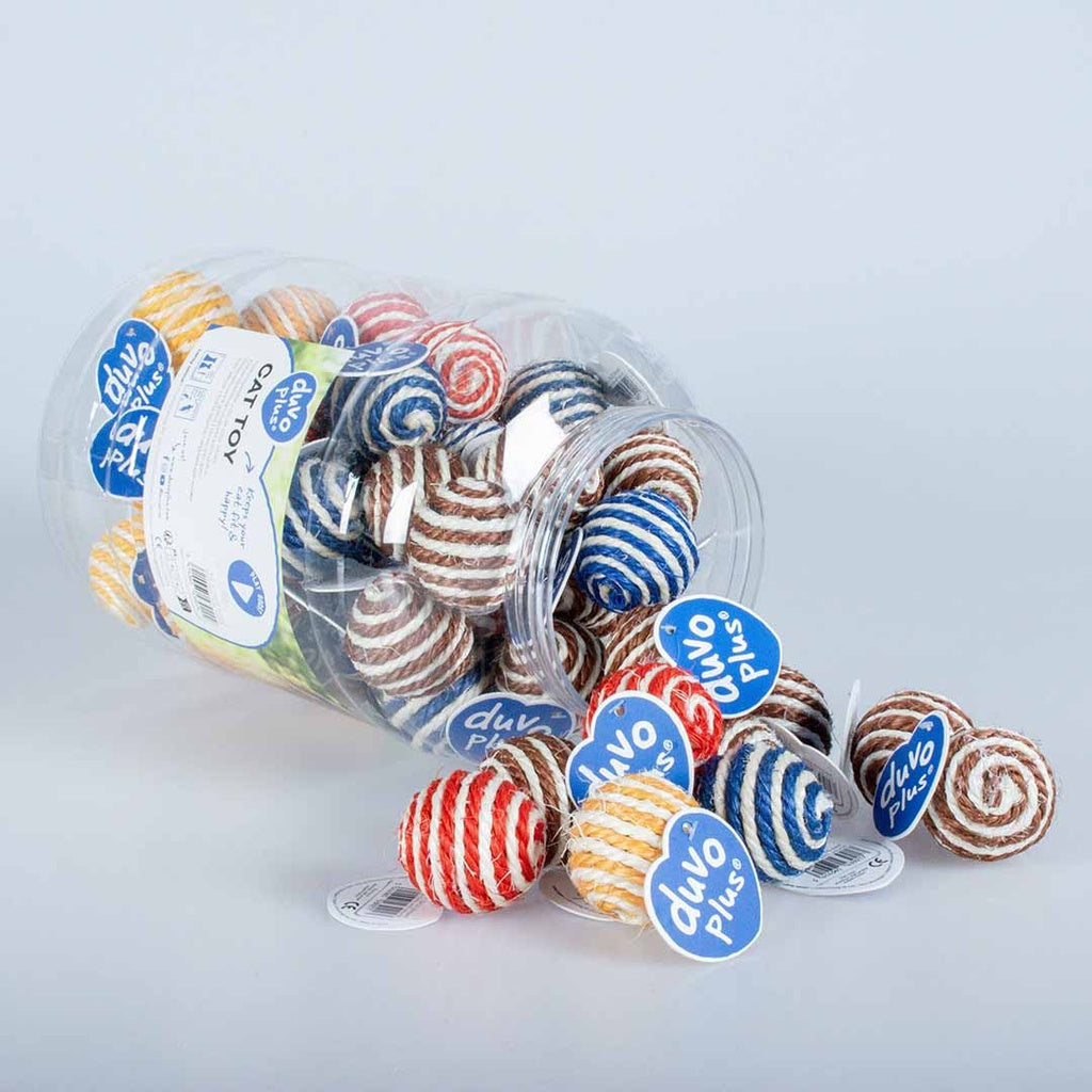 Duvo+ Striped Sisal Balls With Sound Mixed colors - Cat Toy 5x5x5cm