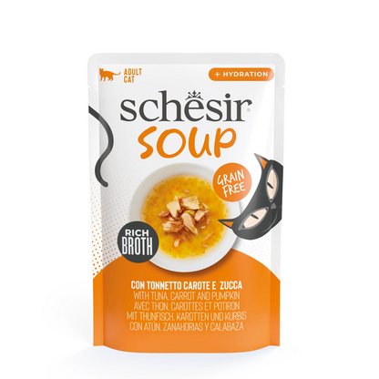 Schesir Soup Cat Wet Food in Soup Pouch-Tuna With Pumpkin 40g