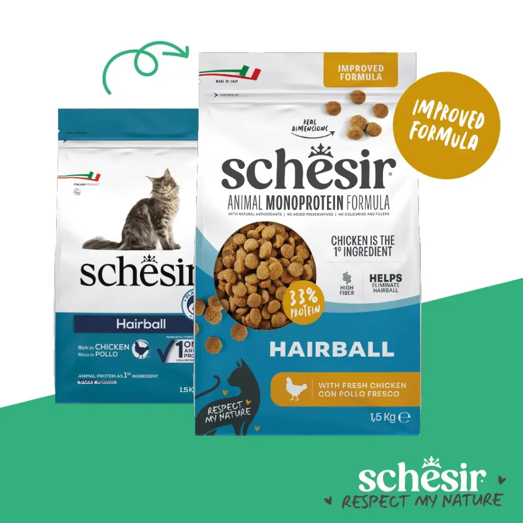 Schesir Monoprotein Adult Dry Cat Food – Hairball-Fresh Chicken-1.5kg
